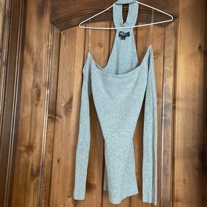 Hera long sleeve slim fit off shoulder shirt with neck piece